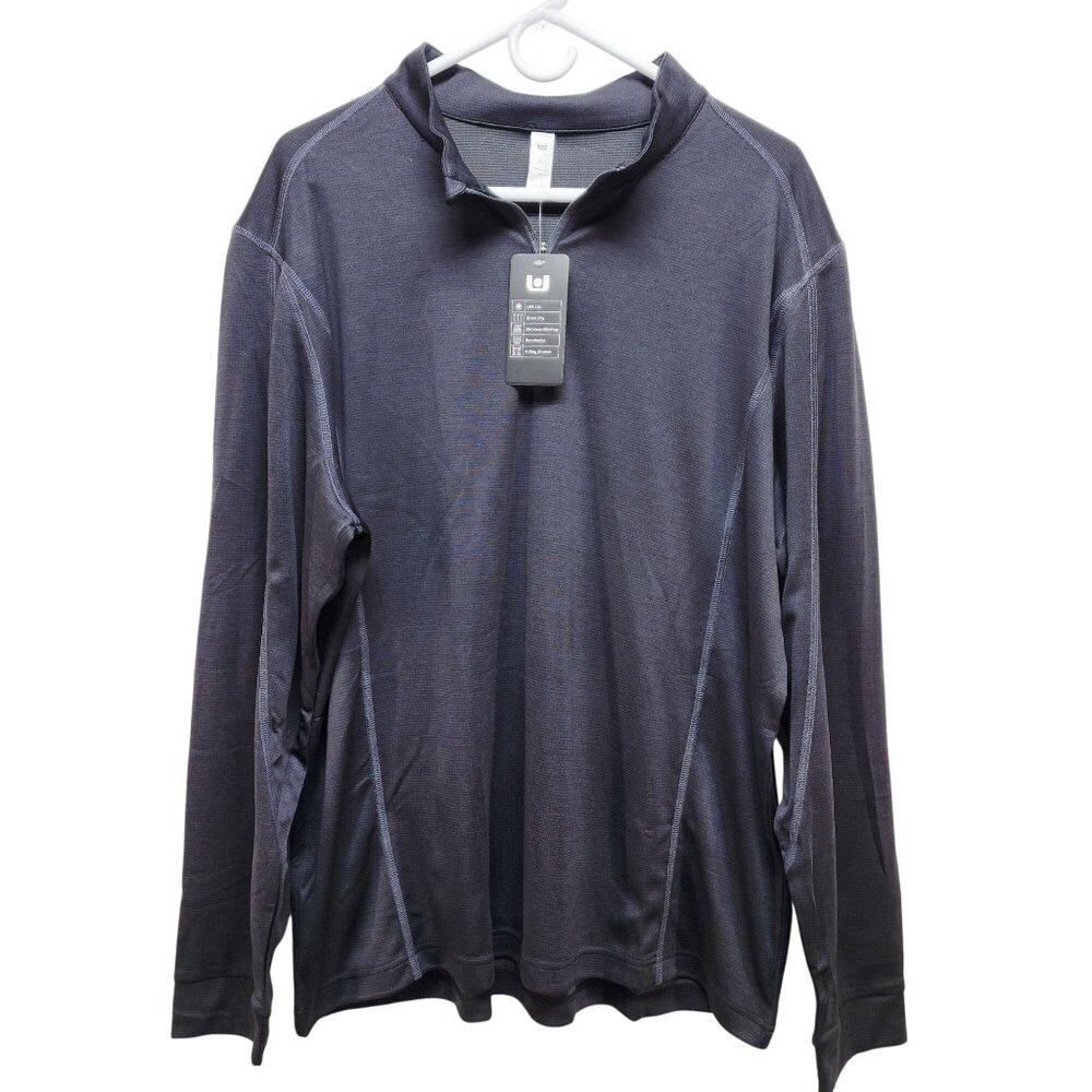 Mens Size XL Black Long-Sleeve Quarter-Zip Performance Shirt  UPF 50+ Quick Dry